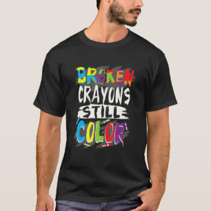 Camiseta Maestro Autismo Crayones Rotos Color Conciencia de