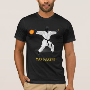 Camiseta Maestro cinturón negro, bola de fuego y caligrafía