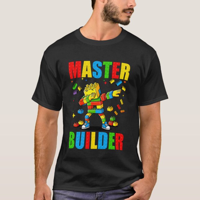 Camiseta Maestro Constructor Construyendo Bloques Dab Jugue (Anverso)