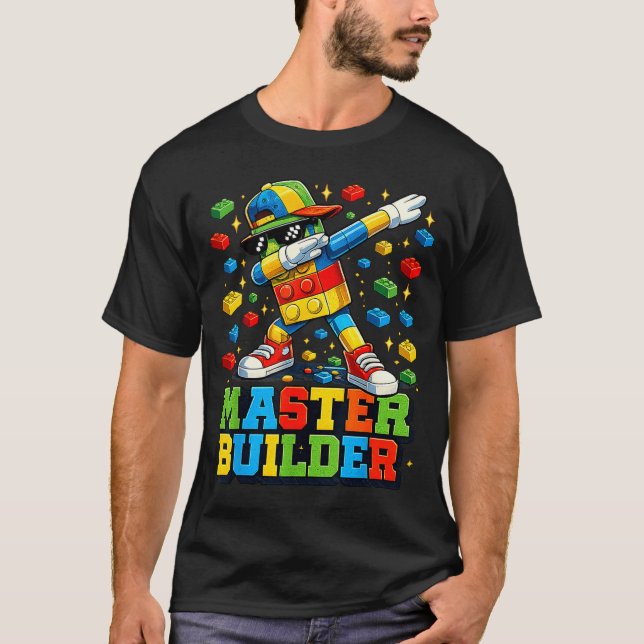 Camiseta Maestro Constructor de Bloques de Ladrillo para (Anverso)