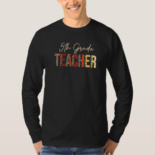 Camiseta Maestro de 5to Grado Leopardo Otoño  Día de Acción