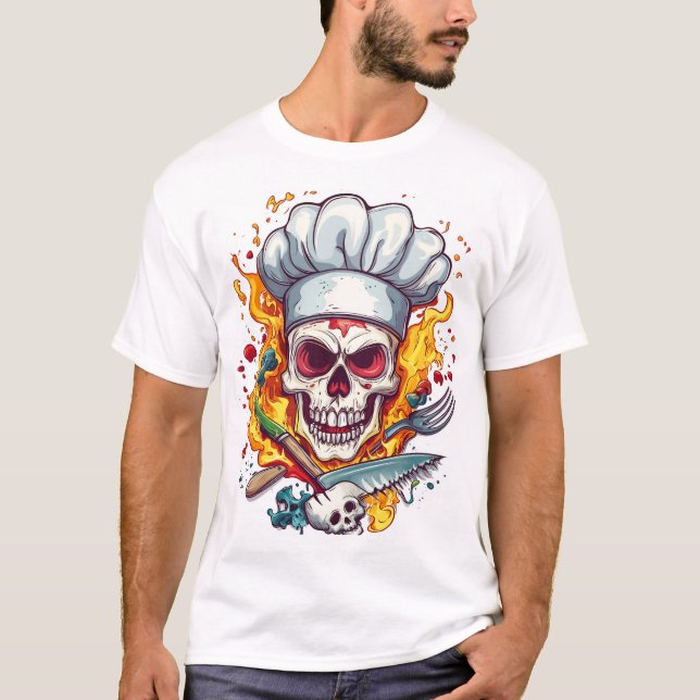Camiseta Maestro de Cocina Chef Calavera (Anverso)