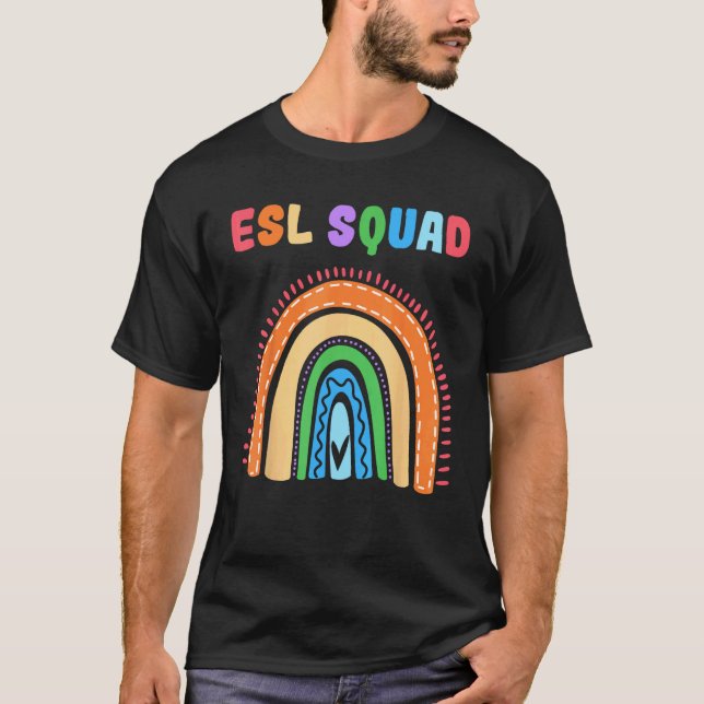 Camiseta Maestro de ESL Arcoíris Inglés Instructor de Segun (Anverso)