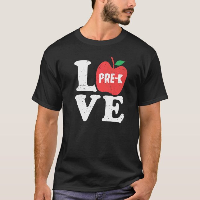 Camiseta Maestro de estudiantes de Apple Love Pre K (Anverso)