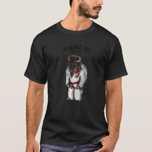 Camiseta Maestro de Judo Karate Bison Búfalo en Judogi Blan