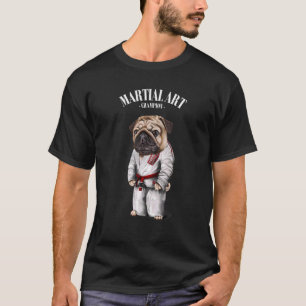 Camiseta Maestro de Judo Karate de Perro Pug en Judogi Blan