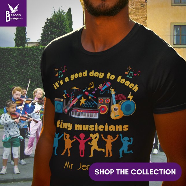 Camiseta MAESTRO DE MÚSICA, buen día para enseñar a pequeño (Colorful MUSIC TEACHER shirt – It's a Good Day to Teach Tiny Musicians – Teacher Appreciation Gift.)