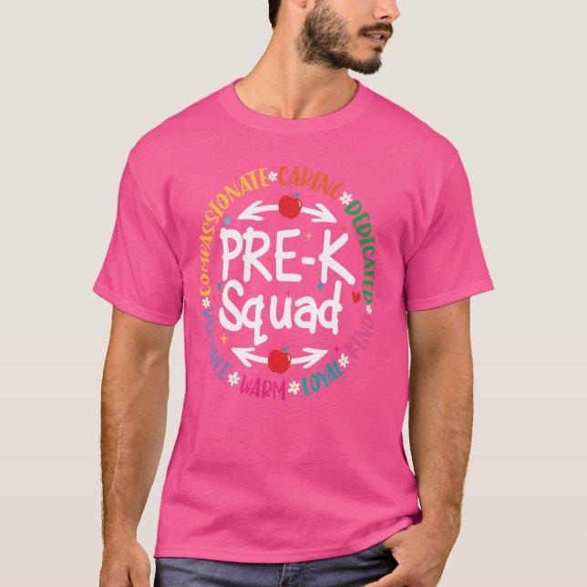 Camiseta Maestro de Pre-K Squad de vuelta a la escuela ense (Anverso)