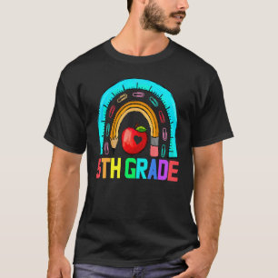 Camiseta Maestro de quinto grado leopardo arcoíris 5to grad