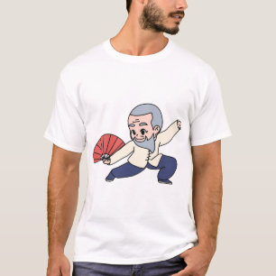 Camiseta Maestro de Tai Chi lindo Dibujo animado con abanic