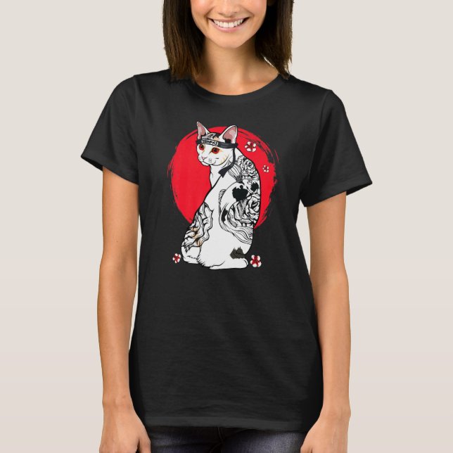 Camiseta Maestro de tatuaje de gatos de Samurai Senpai japo (Anverso)