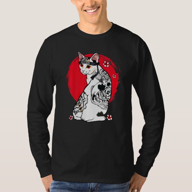 Camiseta Maestro de tatuaje de gatos de Samurai Senpai japo (Anverso)