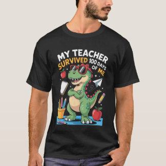 Camiseta Maestro Dinosaurio 100 Días De Mí Escuela Primaria