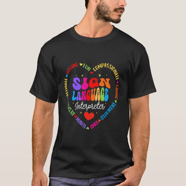 Camiseta Maestro Intérprete de ASL Escuela Lenguaje de Seña (Anverso)