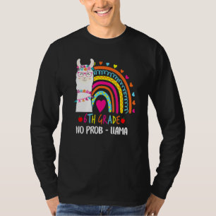 Camiseta Maestro Llama Sin Prob 6to Grado Arcoiris Regreso