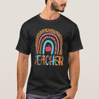 Camiseta Maestro Regreso a la Escuela Arcoíris Leopardo 1er