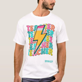 Camiseta Maestro Retro Lápiz Rayo Regreso a la Escuela