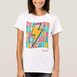 Camiseta Maestro Retro Lápiz Rayo Regreso a la Escuela
