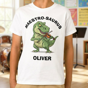 Camiseta Maestro-Saurus Trex Tocando el Violín