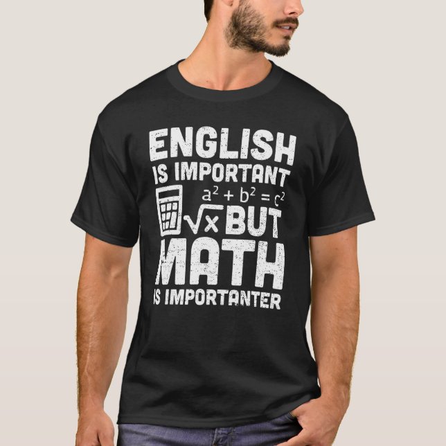 Camiseta Maestros de matemáticas: El inglés es importante,  (Anverso)