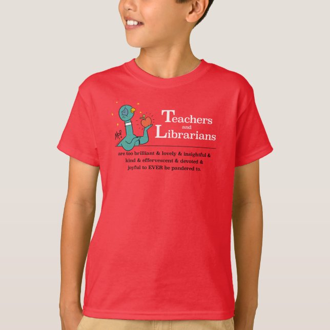 Camiseta Maestros de paloma y bibliotecarios niños rojos (Anverso)