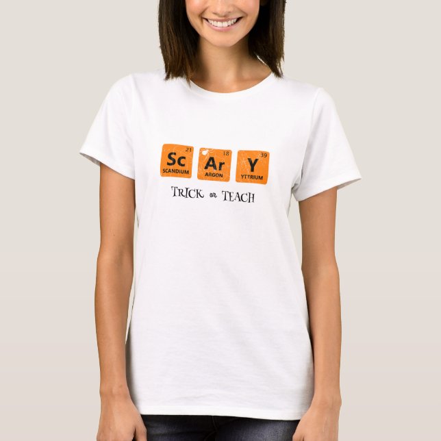 Camiseta Maestros engañan o enseñan Halloween de mesa perió (Anverso)