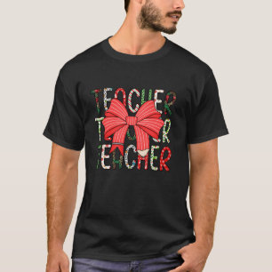 Camiseta Maestros Navidades Coquette Bow Escuela Primaria T