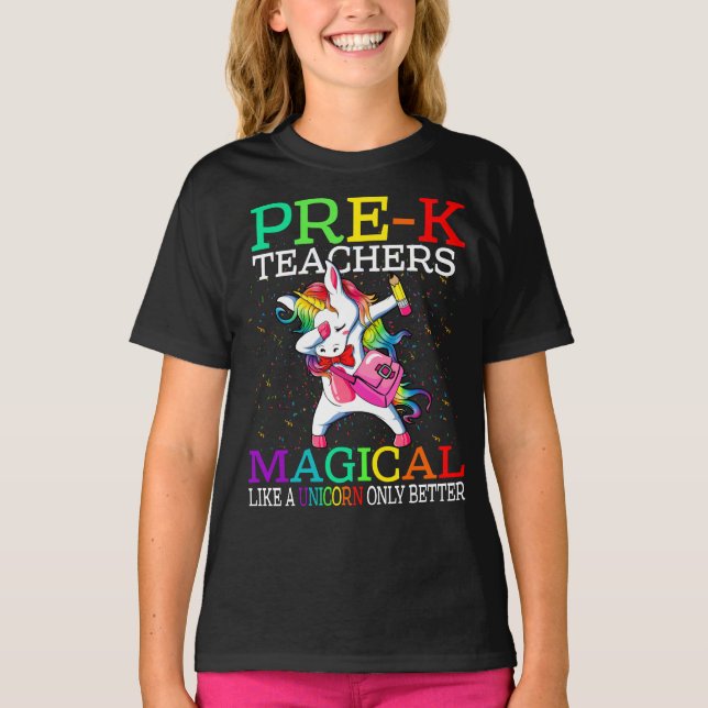 Camiseta Maestros pre-K mágicos como unicornio (Anverso)