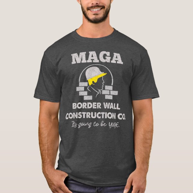 Camiseta MAGA Border Wall Construction Co Patriótico Pro (Anverso)