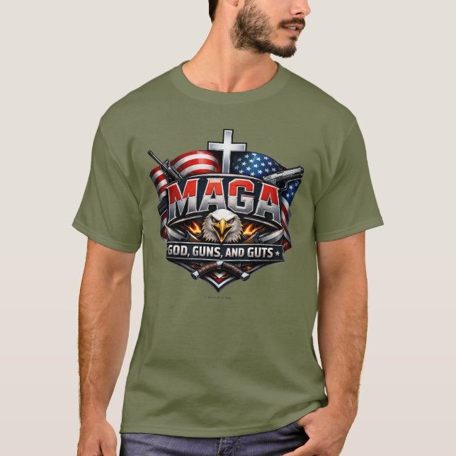 Camiseta MAGA: Dios, Armas y Agallas.  (Anverso)
