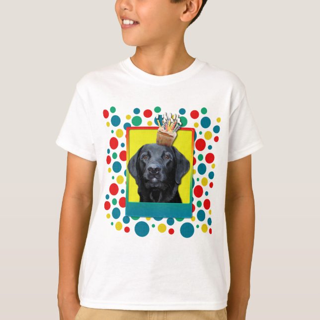 Camiseta Magdalena del cumpleaños - Labrador - negro - (Anverso)