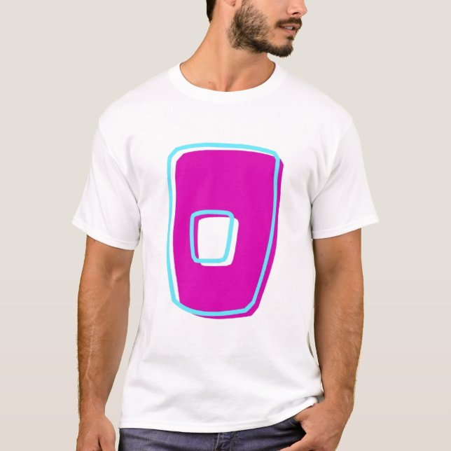 Camiseta Magenta de estilo y letra Verde azulada O (Anverso)
