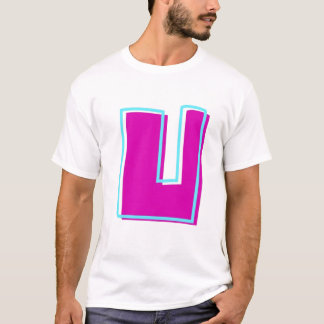 Camiseta Magenta de estilo y letra Verde azulada U