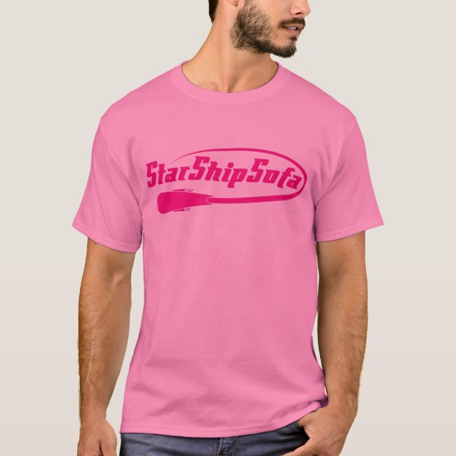 Camiseta Magenta del texto de StarShipSofa en rosa (Anverso)