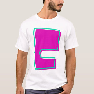 Camiseta Magenta elegante y letra Verde azulada C