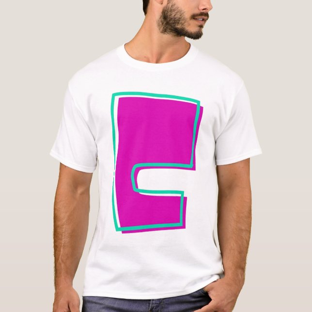 Camiseta Magenta elegante y letra Verde azulada C (Anverso)