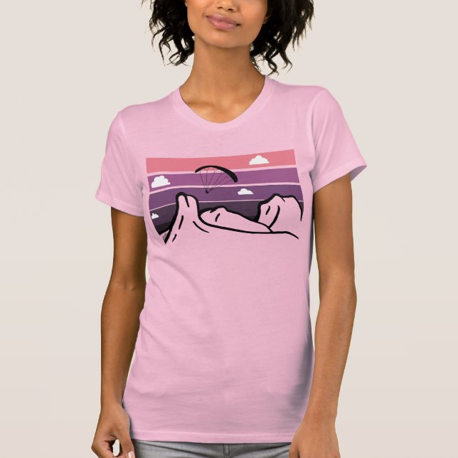 Camiseta Magenta Glasshouse Montañas Sunset Parapente (Anverso)