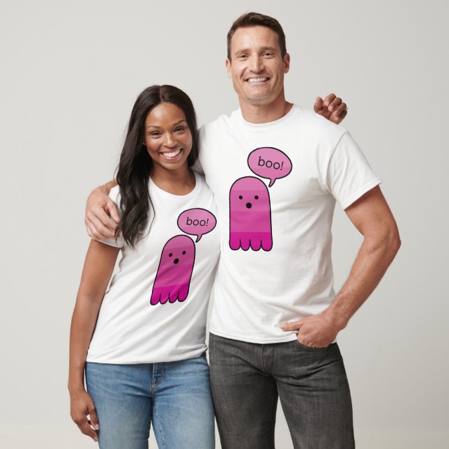 Camiseta Magenta morado fantasma Halloween (Unisexo)
