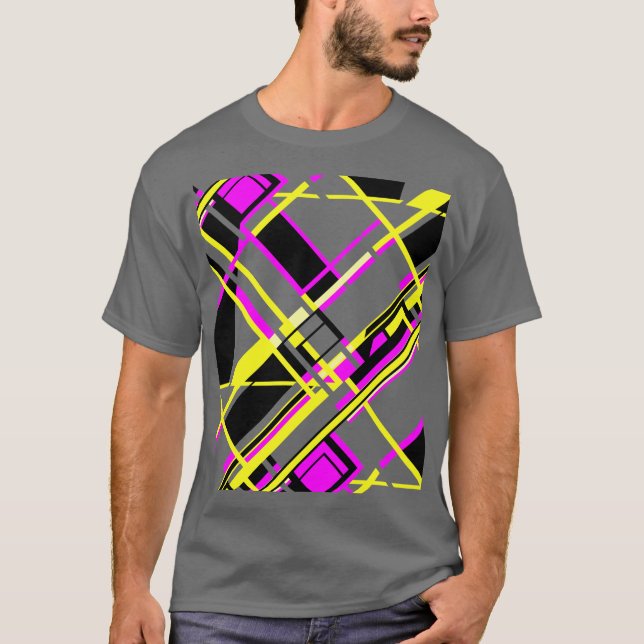 Camiseta Magenta negro amarillo amarillo claro cartón diago (Anverso)