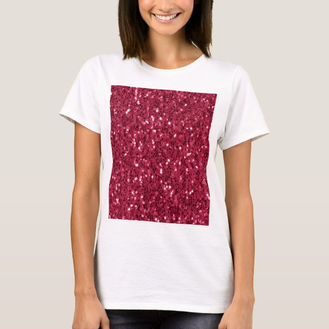Camiseta Magenta roja rosa oscuro rompe con purpurinas (Anverso)