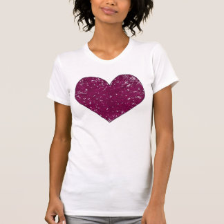 Camiseta Magenta Violet Lace Look Heart Tee Shirts