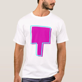 Camiseta Magenta y letra Verde azulada t