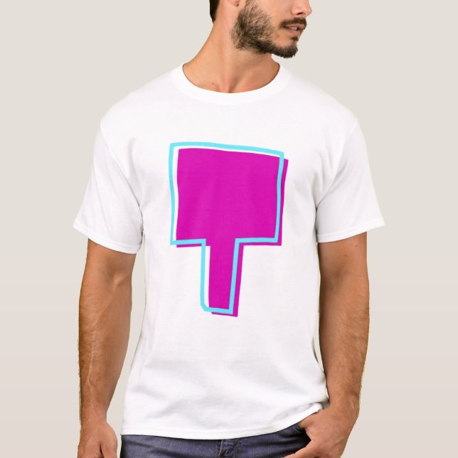 Camiseta Magenta y letra Verde azulada t (Anverso)