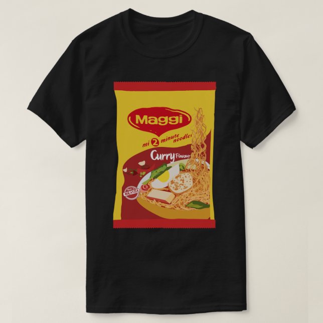Camiseta maggi noodle 2 minutos empacar Pegatina de sabor a (Diseño del anverso)