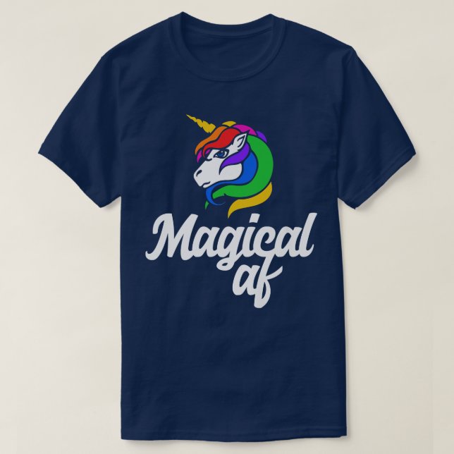 Camiseta Magia AF Tee de arco iris retro unicornio mágico (Diseño del anverso)
