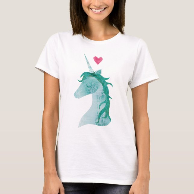 Camiseta Magia azul unicornio con corazón (Anverso)