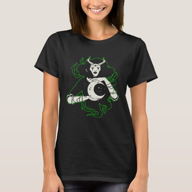 Camiseta Magia Bruja Devilish Horns Crescent Moon (Anverso)