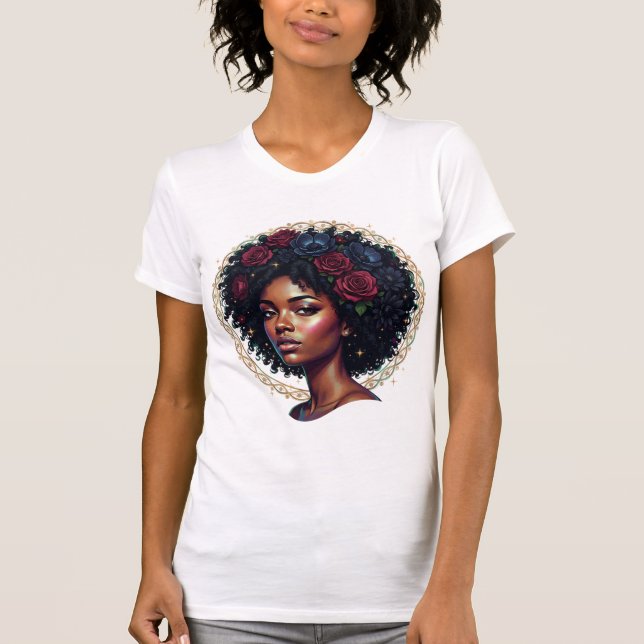 Camiseta Magia de Chica Negra Afro Diva (Anverso)