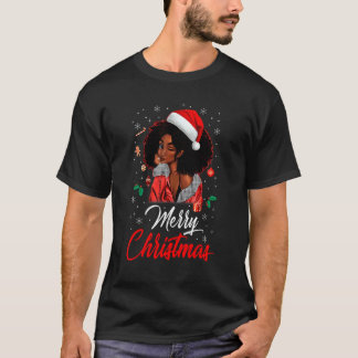 Camiseta Magia de Chica Negra Feliz Navidad Afroamericana