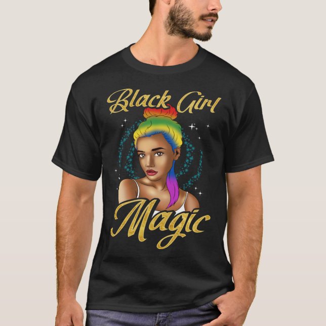 Camiseta Magia de Chica Negra Reina Melanina Diva Africana  (Anverso)